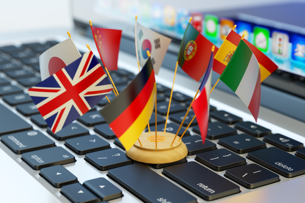 Laptop with world flags